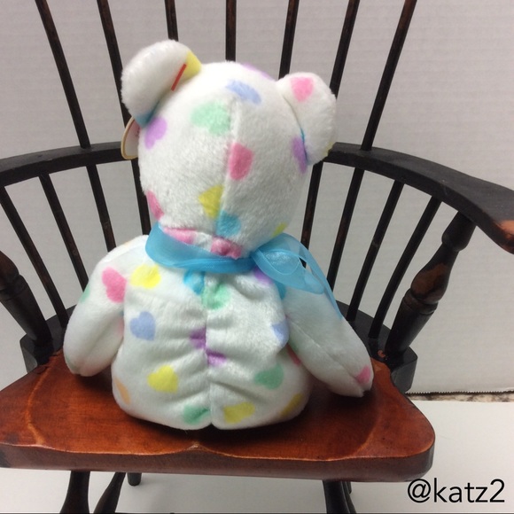 Ty Beanie Baby Retired Kissme the Multicolor Heart Bear 2001 - Picture 2 of 4